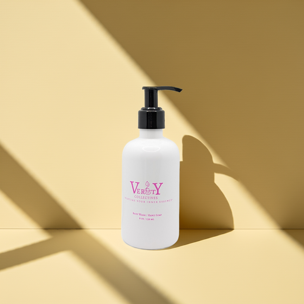 White bottle with black pump on a yellow background