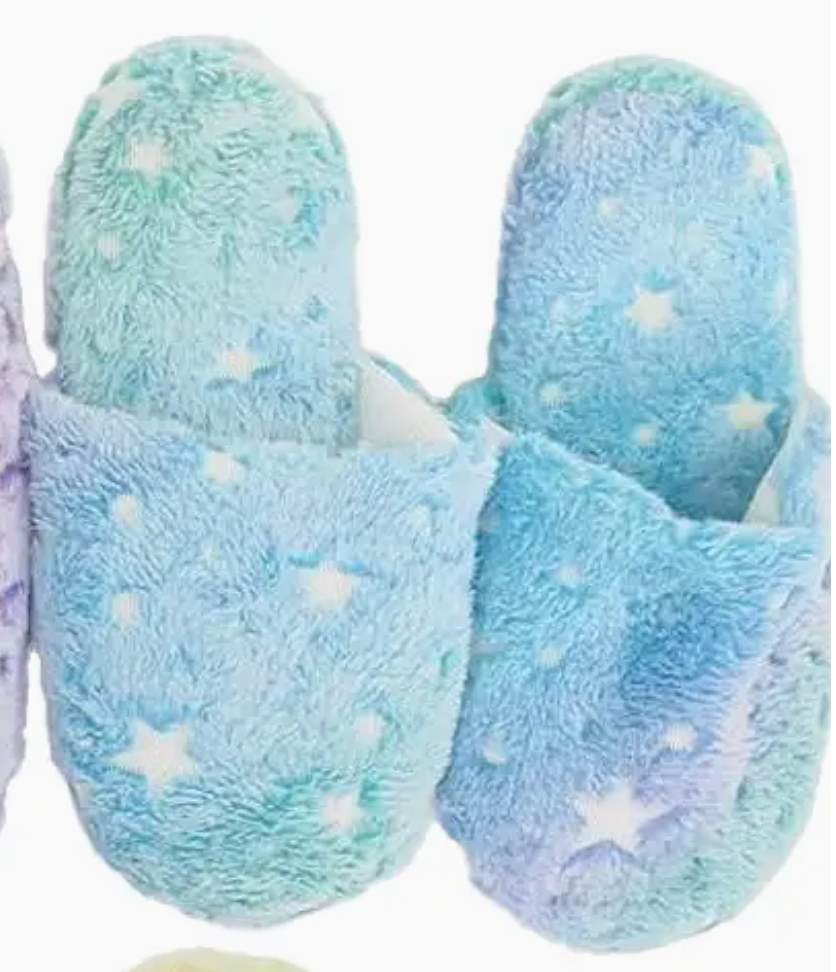 Cloud-Like Comfort: Itty Bitty Stars Pastel Tie-Dye Fuzzy Sherpa Slippers