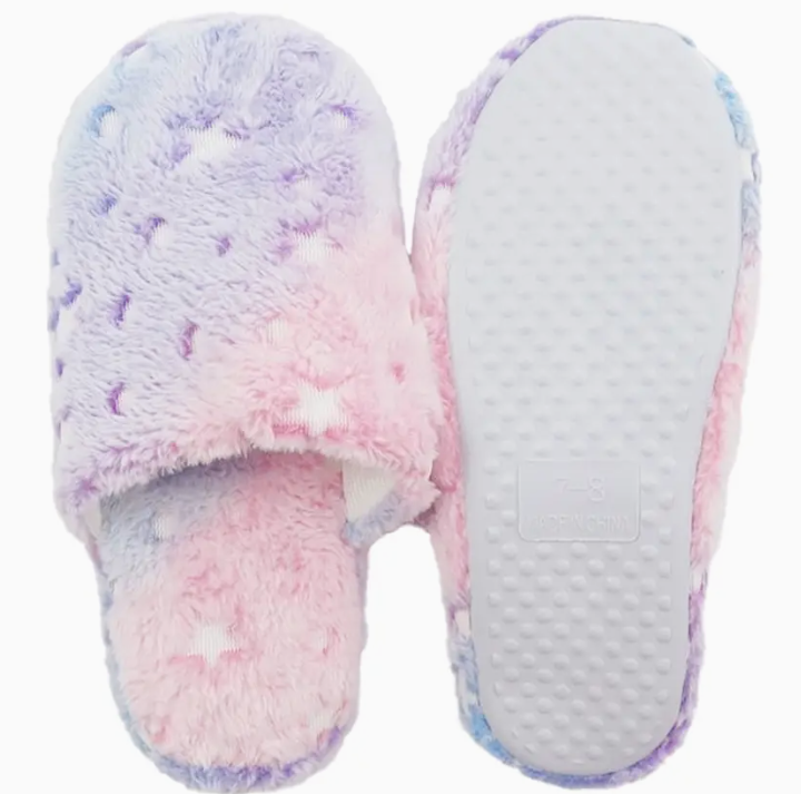 Cloud-Like Comfort: Itty Bitty Stars Pastel Tie-Dye Fuzzy Sherpa Slippers