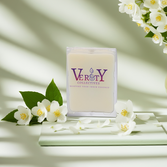 Wax melts with light mint colored wall in background