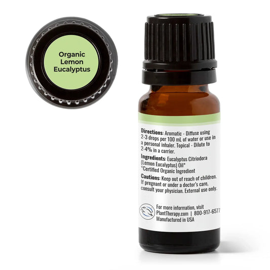 ingredient list for lemon eucalyptus oil against white background
