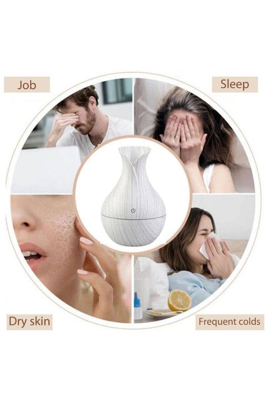 Pictures of using aromatherapy humidifier at work, home, for dry skin, and if you get congested.