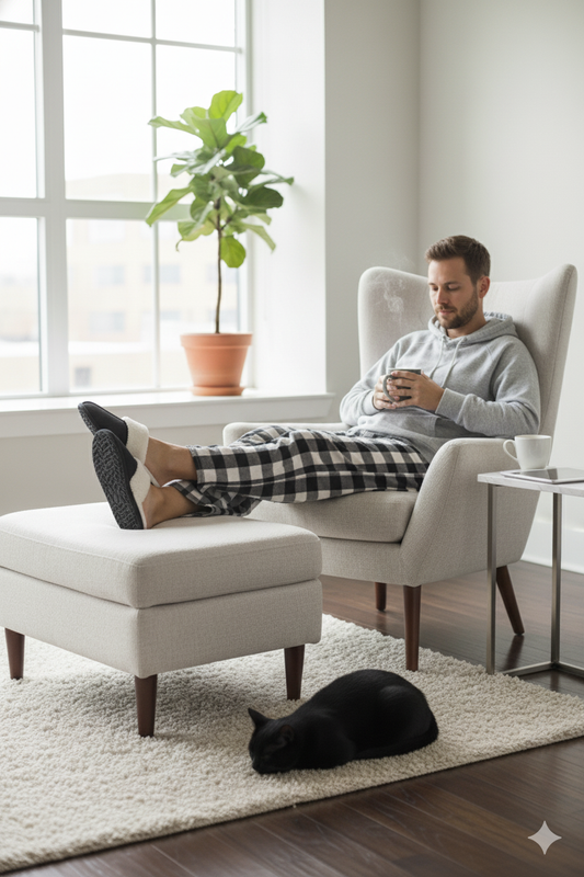 Men's Fluffy Fur Faux Suede Trim Slipper Mules
