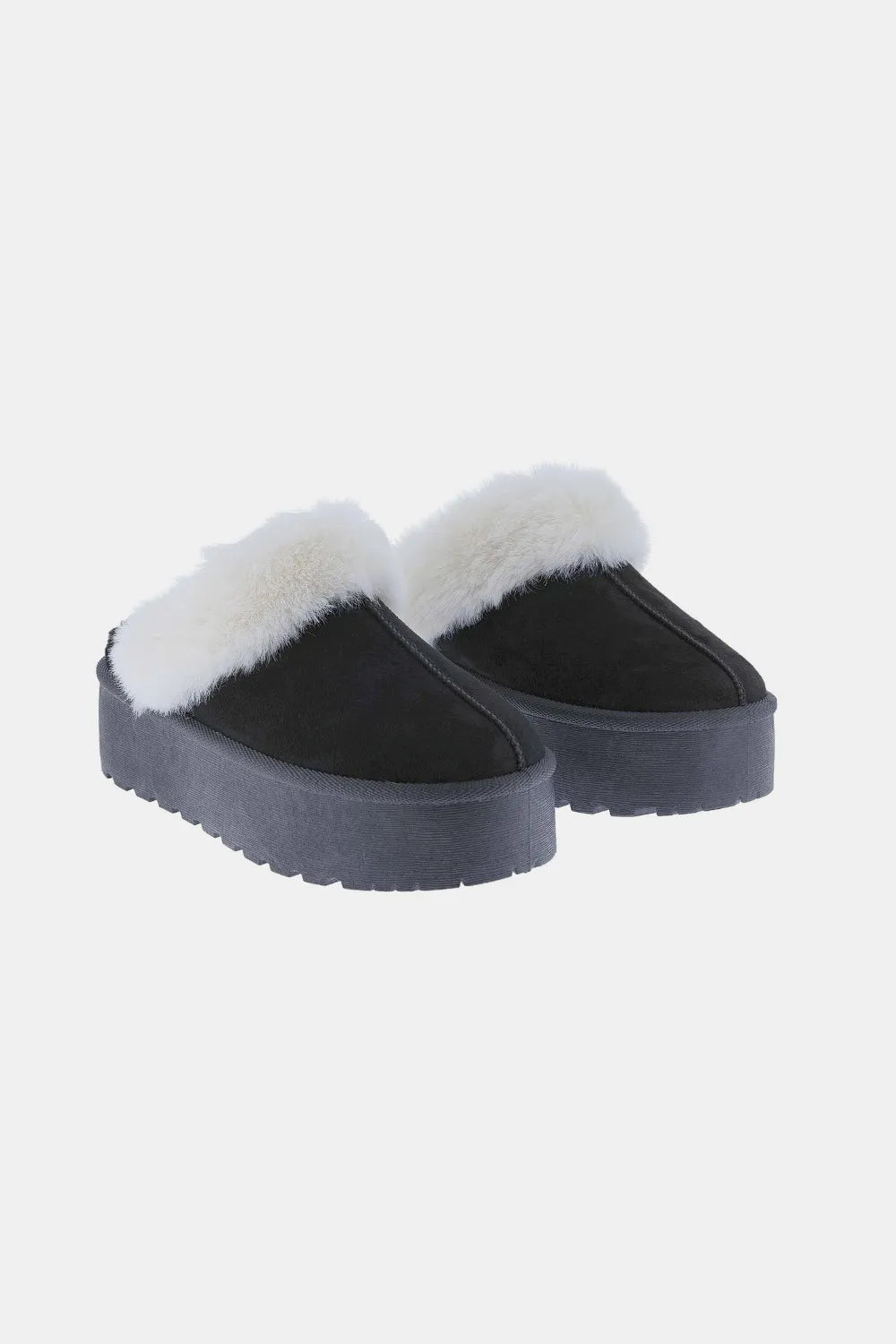 black slipper against white background