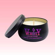 Decorative tin candle with long lasting soy wax fragrance
