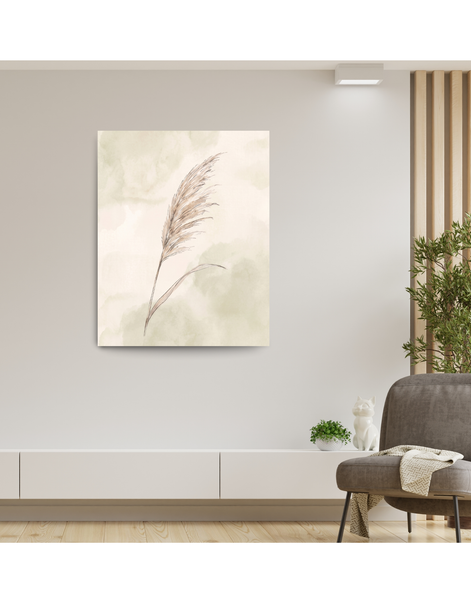 Minimalist Pampas Grass Wall Art | Sage Green Watercolor Botanical Print