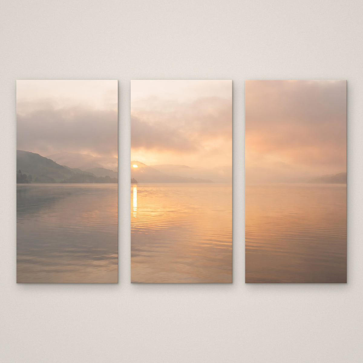 Golden Sunrise Lake 3 Piece Canvas Wall Art Set