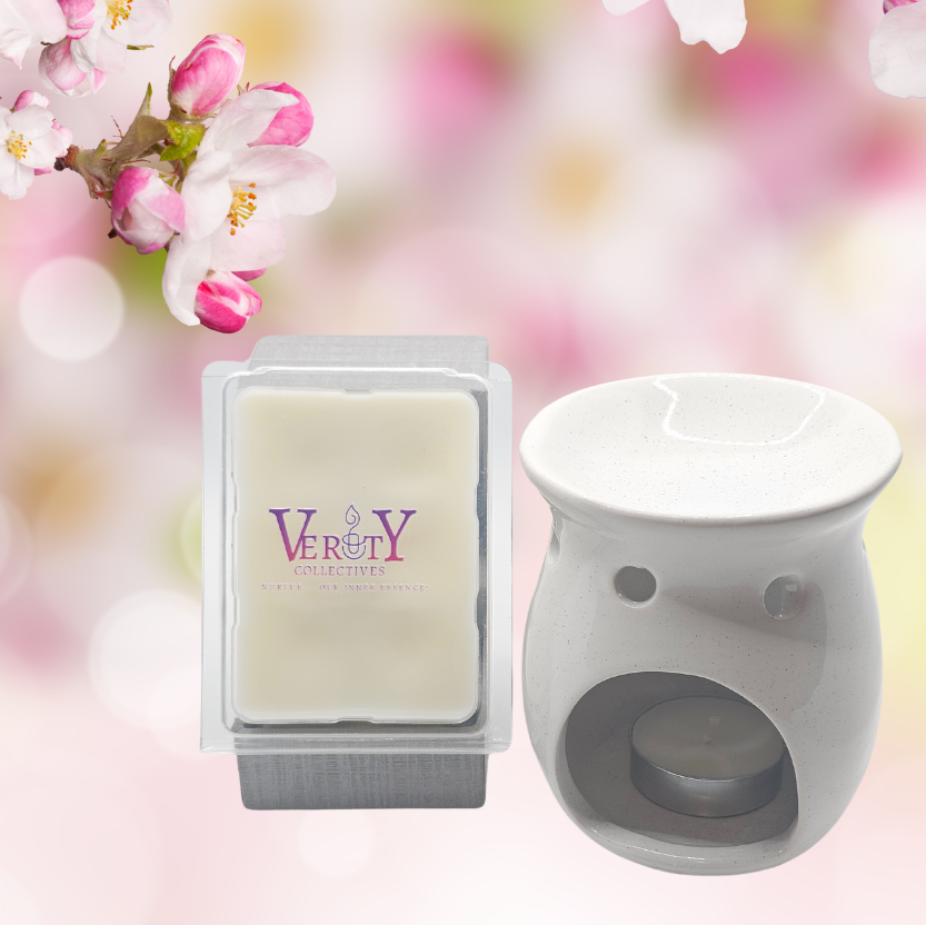 Verity Collectives wax melt with Jasmine flowers in the background