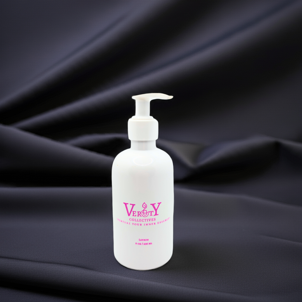 White lotion bottle with black satin background