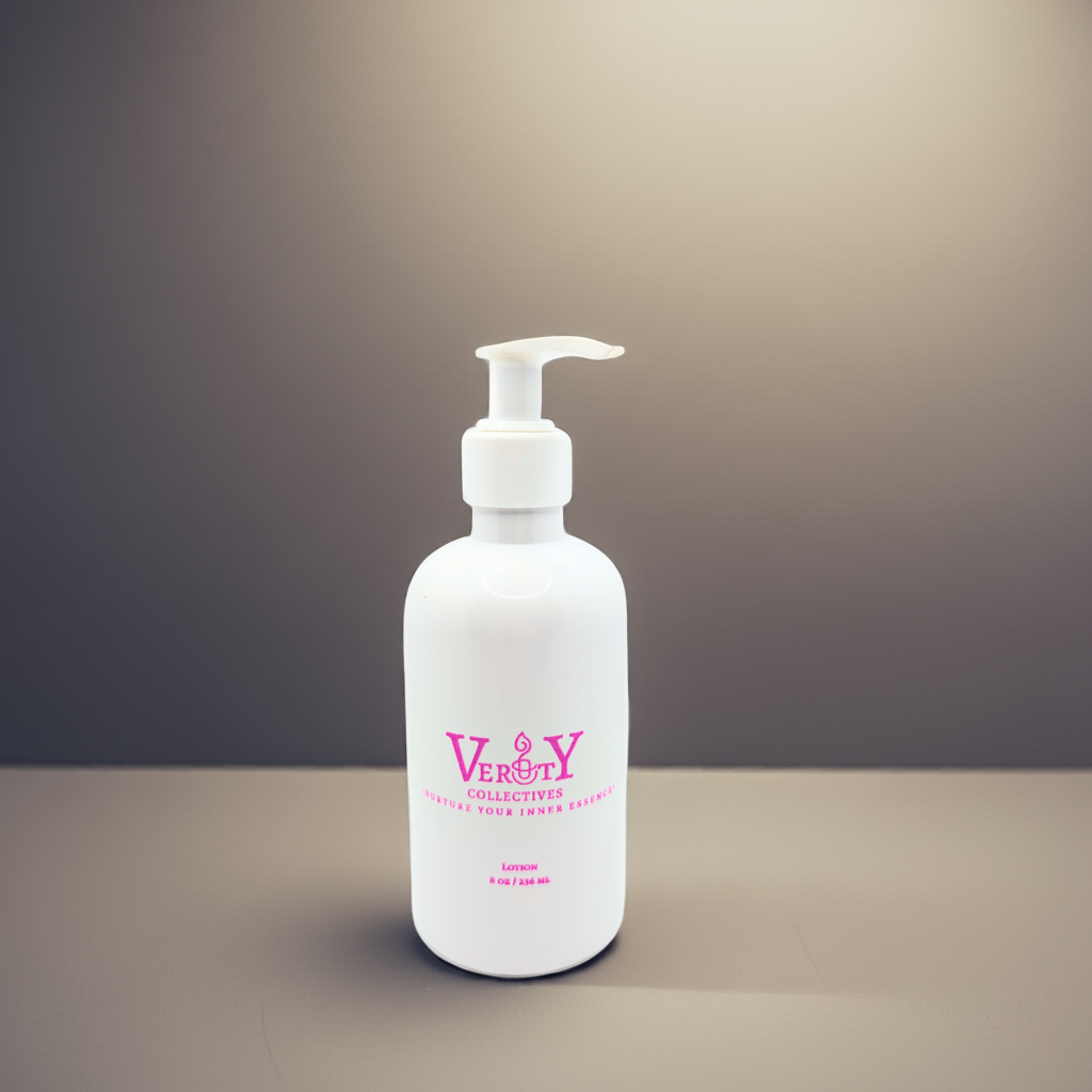 white lotion bottle with two toned gray and beige background