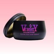 Luxury soy wax scented candle in curved travel tin