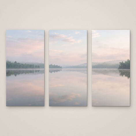 Misty Dawn Lake 3 Piece Canvas Wall Art Set