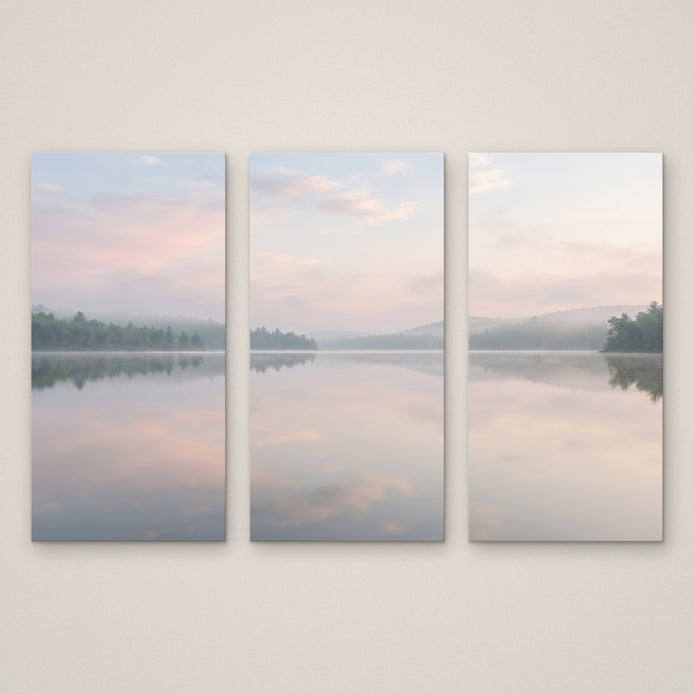 Misty Dawn Lake 3 Piece Canvas Wall Art Set