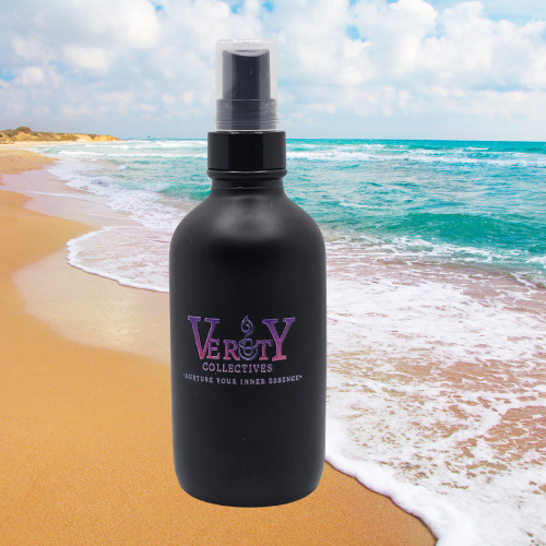 Verity Collectives Ocean Waves room spray with ocean waves and a beach in the background