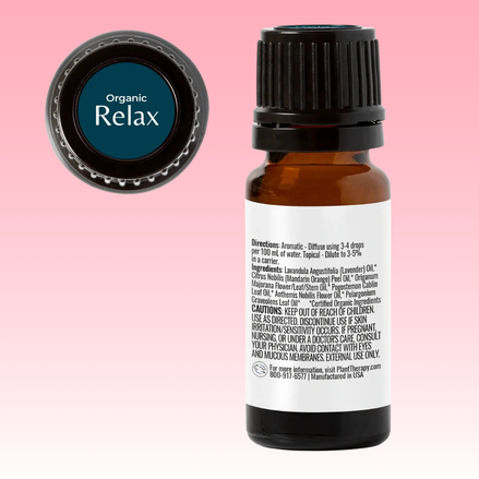 Organic Relax Essential Oil Blend 10ml – USDA Certified Organic Calming Essential Oil for Sleep & Stress Relief