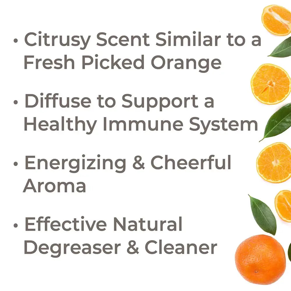 bullet list of benefits of orange organic oil